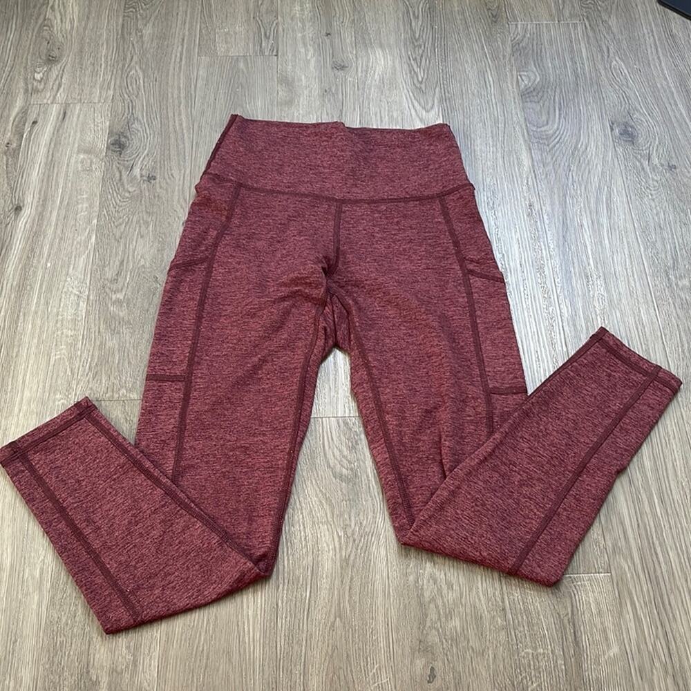 aerie chill play move activewear workout leggings in heathered red size small